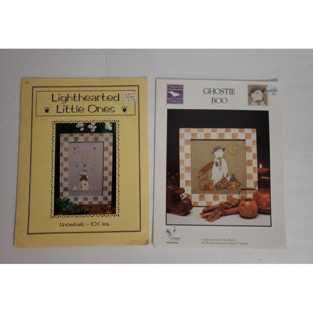 Counted Cross Stitch 2 Pattern Pamphlets Ghostie Boo and Lighthearted Little One